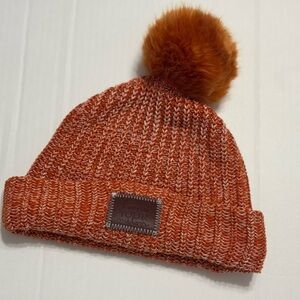 Love Your Melon Orange/Rust Womens Knit Beanie with Detachable Pom-Pom